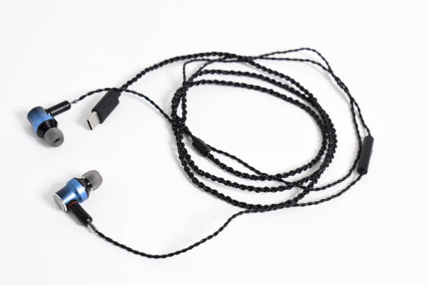 istock Black modern headphones with a headset 2153412253