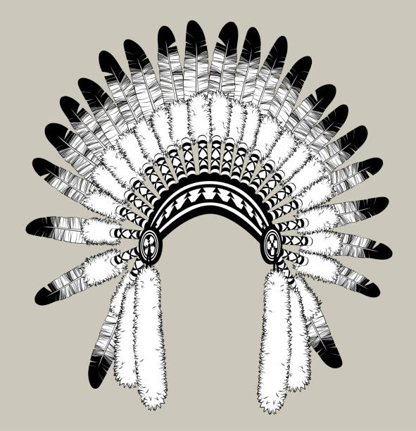 istock Vintage engraving stylized drawing of indian traditional headdress a full face 2153418849