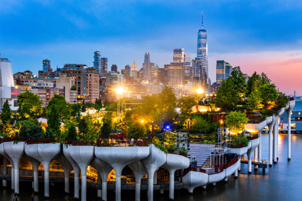 istock Aerial view of Lower Manhattan skyline at dusk 2153419972