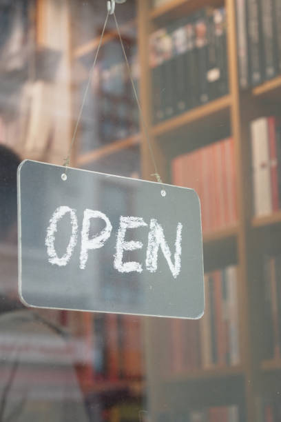 istock Open Sign In Front Of Shop 2153420490