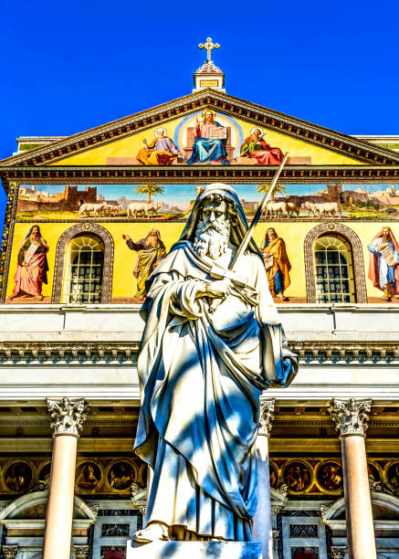 istock Paul Statue Facade Papal Basilica Paul Beyond Walls Rome Italy 2153420620