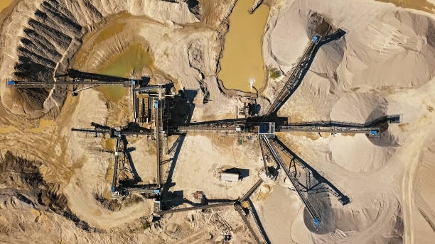 istock Top view of crushed stone quarry machine. 2153423018