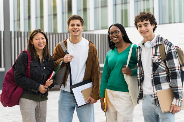 istock Group of international exchange University Students smiling looking at camera 2153426165