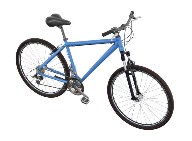 istock Blue bicycle, side top view isolated on white background, 3D illustration 2153428129
