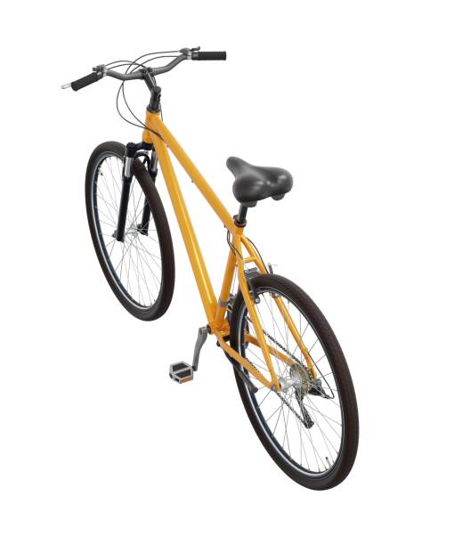 istock Orange bicycle, side top view isolated on white background, 3D illustration 2153428165