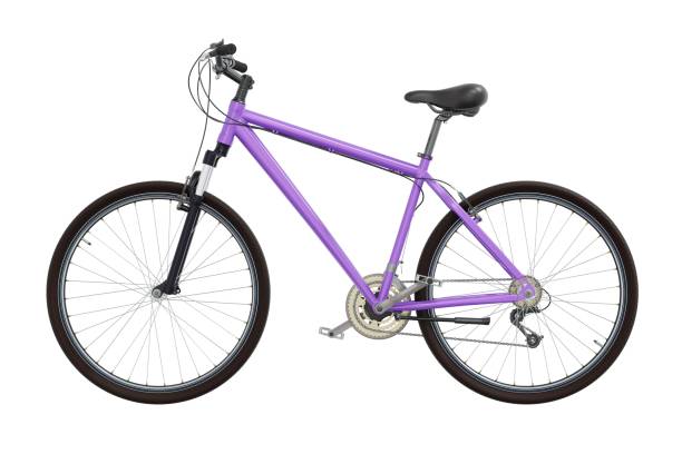 istock Purple bicycle, side view isolated on white background, 3D illustration 2153428181