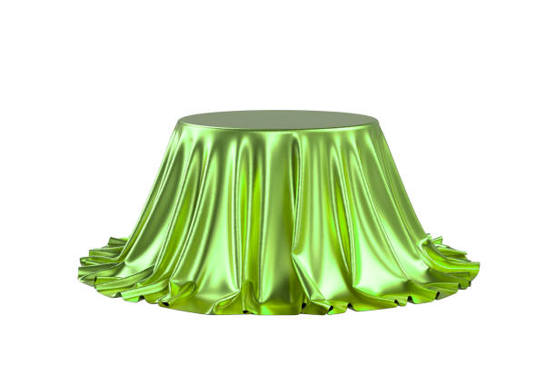 istock Round box covered with satin fabric. 3D illustration 2153428275