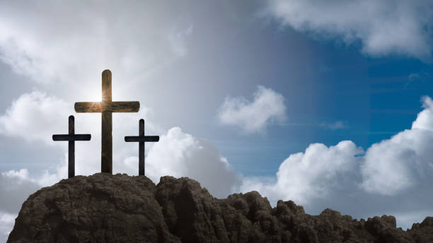 istock a clouds float on the background of the Cross on Easter Day 2153430140