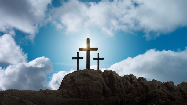 istock a clouds float on the background of the Cross on Easter Day 2153432486