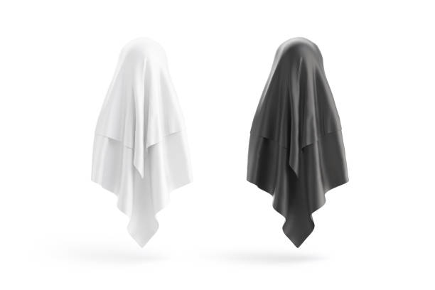 istock Blank black and white female niqab mockup, back view 2153438191