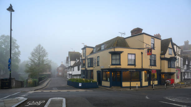 Canterbury, Kent, England- May 4, 2024: Quiet Canterbury streets before sunrise.