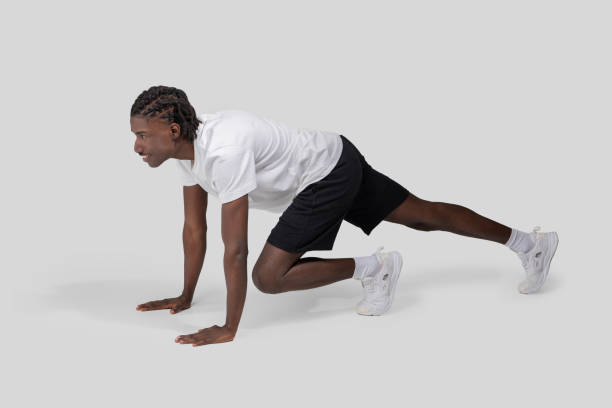 Man in starting position ready to sprint