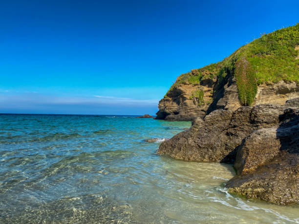 istock Paradisiacal beach on the Spanish coast next to a cliff 2153448016