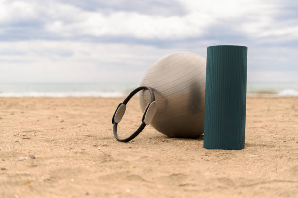 istock Pilates Equipment on Sandy Beach 2153451585
