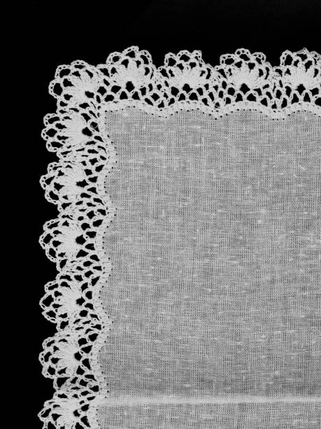 istock white cotton handkerchief with handmade lace, isolated 2153451748