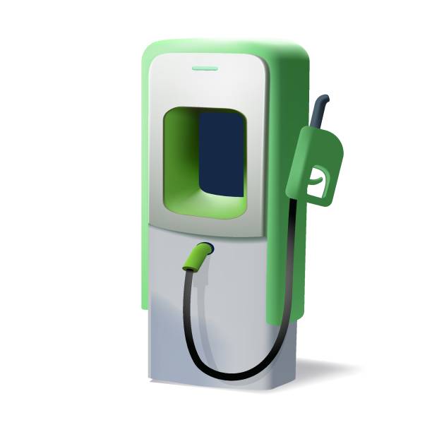 istock Fueling nozzle gasoline, diesel, gas pump. 3D Gas pump station with petrol pipe. 3d vector icon. Cartoon style 2153453598