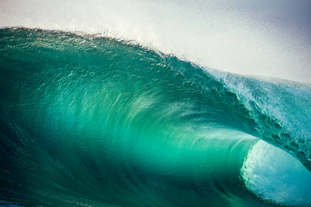 istock Beautiful jade colored ocean wave breaking over a shallow reef 2153457839