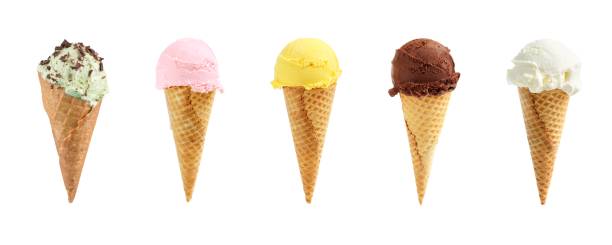 istock Ice cream scoop on a waffle cone on a white background 2153461780