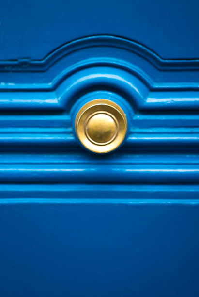 Paris, France: Old Blue Door With Gold Knob