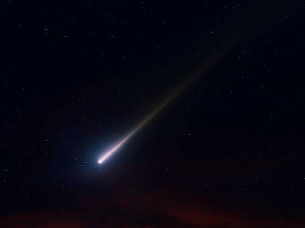 istock Burning meteorite in the sky. Glowing meteor isolated. 2153477653