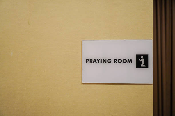 istock Praying room sign with distant view and copy space 2153478699