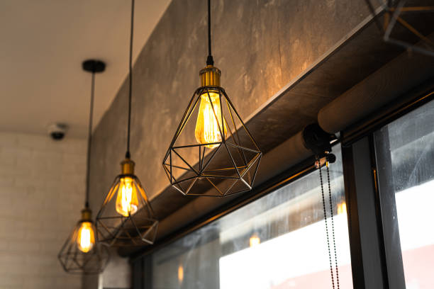 istock Ceiling lighting lamp with metal cage. 2153478898