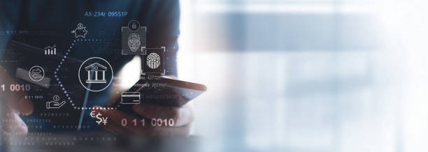 istock Digital banking, Cyber security, data protection. Businessman using fingerprint indentity and face id to access personal financial data, biometrics security on mobile banking app, innovation technology 2153479010