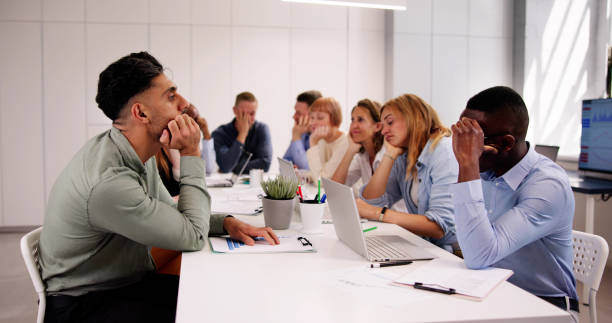 istock Diverse Tired Young Businesspeople Bored During Meeting 2153480605