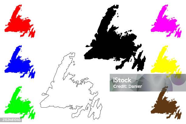 Newfoundland Abstract Map Newfoundland Island Map Vector Illustration Scribble Sketch ...