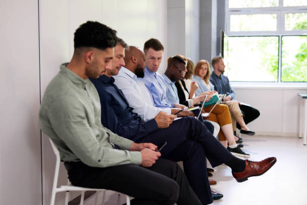 istock Row Of Diverse People Waiting For Job Interview 2153481901