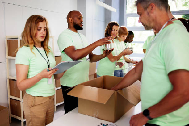 istock Food Bank Humanitarian Aid In Donation Boxes 2153481982
