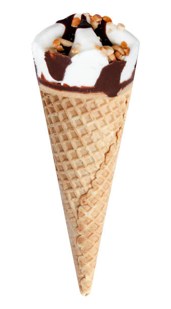 istock Chocolate ice cream in waffle cone  isolated on white background with clipping path 2153489095