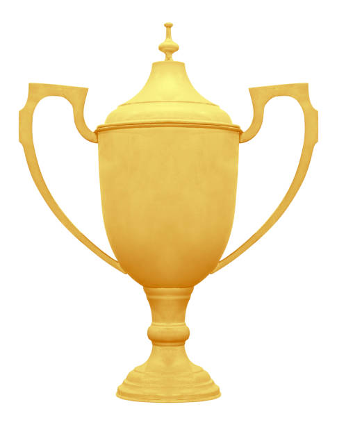 istock Golden retro trophy isolated on white background with clipping path 2153489099