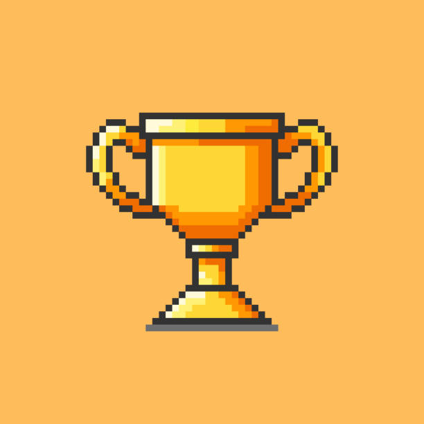 Trophy pixel art. Vector illustration design Vector Illustration of Trophy with Pixel Art Design, perfect for game assets themed designs pixel art stock illustrations