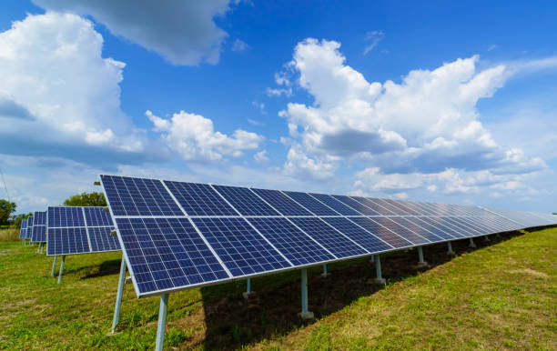 istock Sunlight power energy generation. Environmental electricity solar panels. 2153491915
