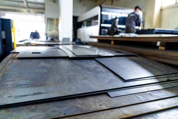 Metal factory workshop. Manufacturing engineering warehouse.