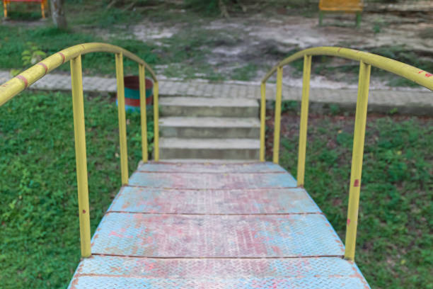 Colored bridge in the park which can be used as a photo spot