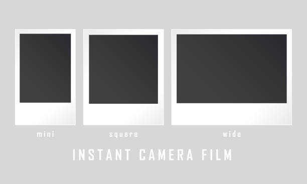 polaroid пленка 3 размера набор камеры instax векторная иллюстрация - мгновенная печать stock illustrations