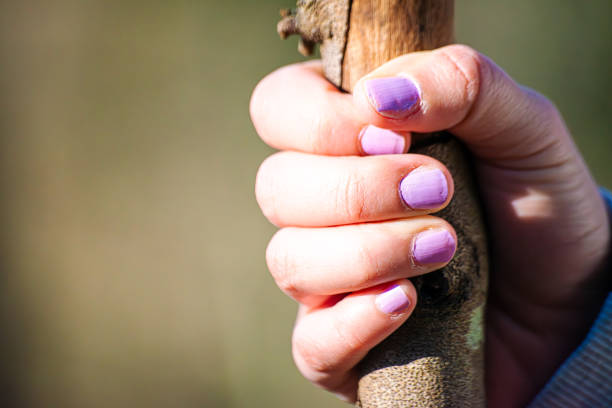 In the serene forest, a woman gracefully holds a rod stick, embodying elegance amidst nature's tranquil beauty.