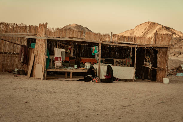 Egypt, Arabian desert January 2024,Goods traders tent in the Arabian desert in Egypt