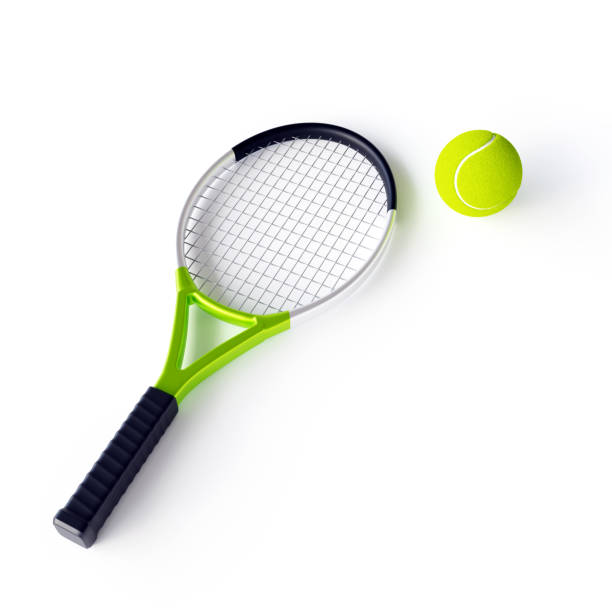 istock Tennis racket and ball isolated on white background 2153506545