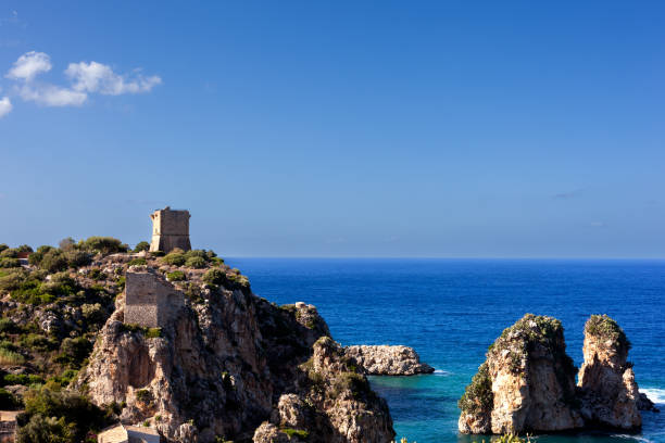 istock Tower Doria and Faraglioni, Scopello, Sicily 2153517363
