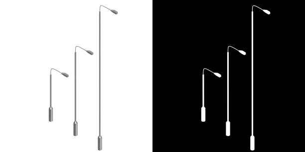 3D rendering illustration of street lamps