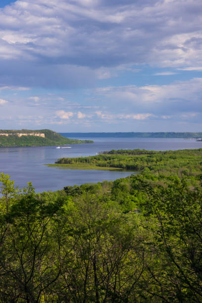 istock Mississippi River & Lake Pepin with Barge In Spring 2153520951