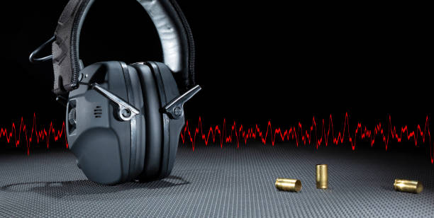 istock Copy space next to hearing protection and sine wave 2153541458