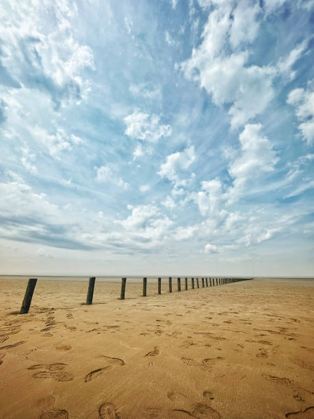 Wooden breakwater at Brean Beach, Somerset, UK