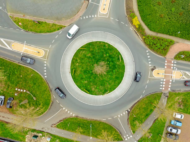 istock Aerial topshot from a roundabout in the Netherlands 2153545262