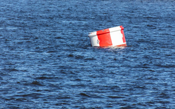 istock A red barrel floats in the water 2153557529