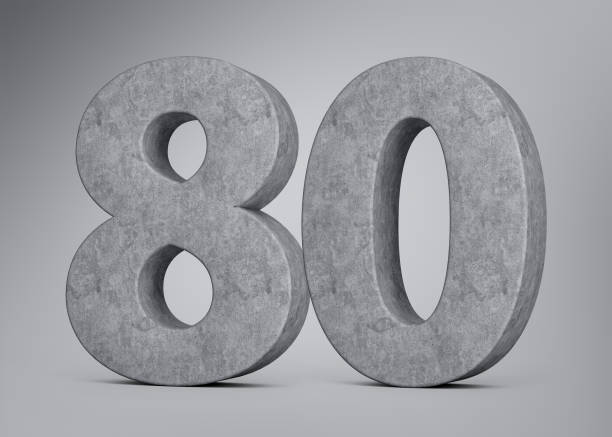 istock 3d Concrete Number Eighty 80 Made Of Grey Concrete Stone Grey Background 3d Illustration 2153560218