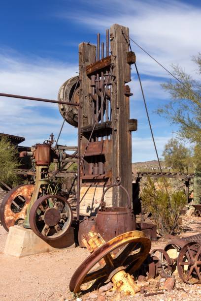 istock Rusted Platform Rig Tower Abandoned Mining Equipment Machinery Relic 2153574173
